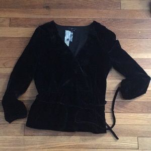 J Crew Velvet Wrap Top